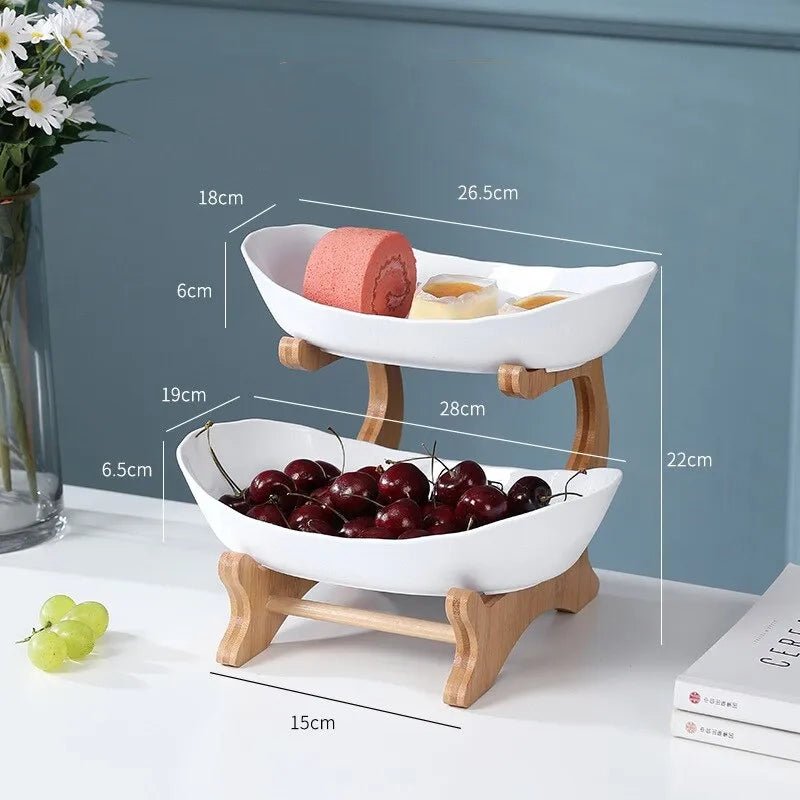 Viskana Ovaluxe Tiered Fruit Bowl | Elegant 2-Tier and 3-Tier kitchen organizer for fruit and snacks