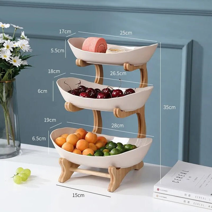 Viskana Ovaluxe Tiered Fruit Bowl | Elegant 2-Tier and 3-Tier kitchen organizer for fruit and snacks
