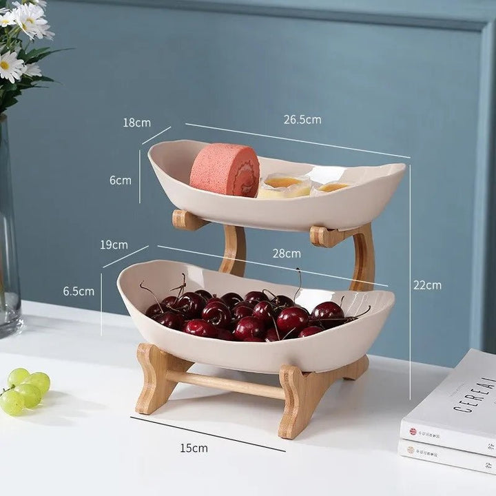 Viskana Ovaluxe Tiered Fruit Bowl | Elegant 2-Tier and 3-Tier kitchen organizer for fruit and snacks