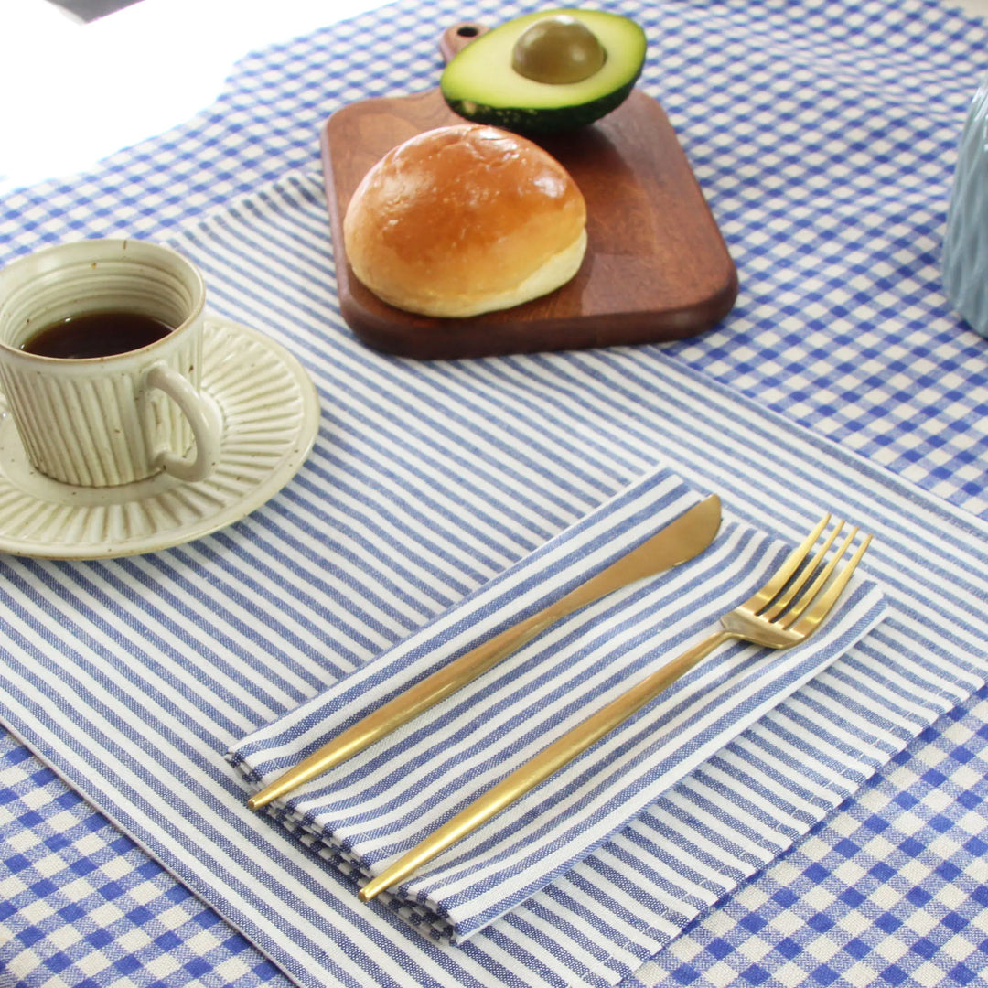 Plain Striped Cotton Linen Blend Table Napkins Set of 12 Cloth Napkins Viskana