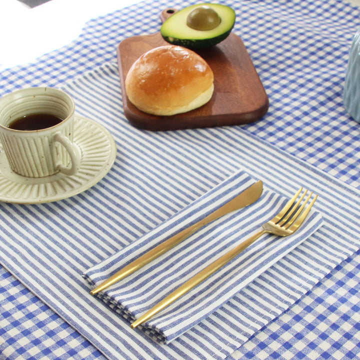 Plain Striped Cotton Linen Blend Table Napkins Set of 12 Cloth Napkins Viskana