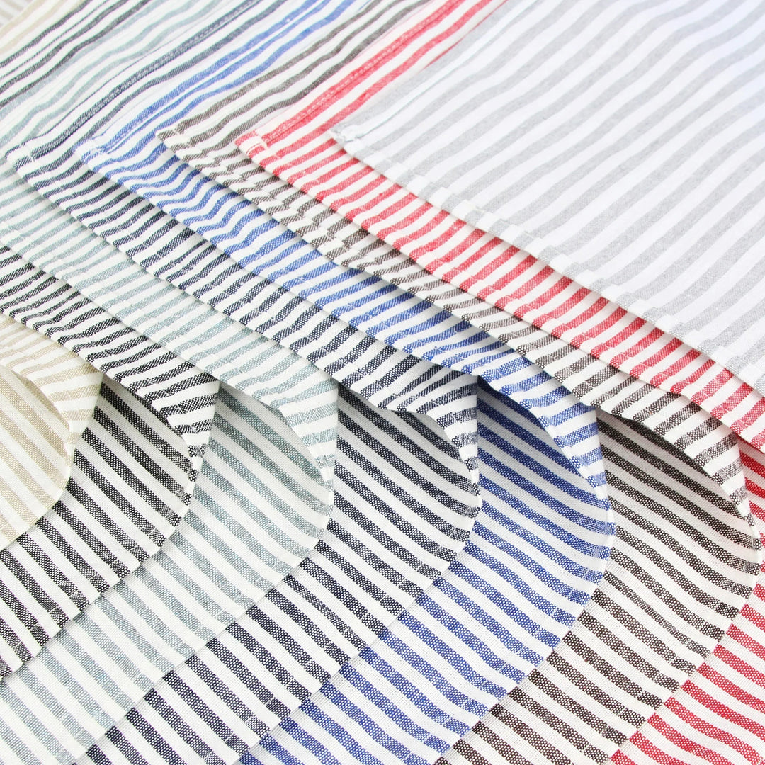 Plain Striped Cotton Linen Blend Table Napkins Set of 12 Cloth Napkins Viskana