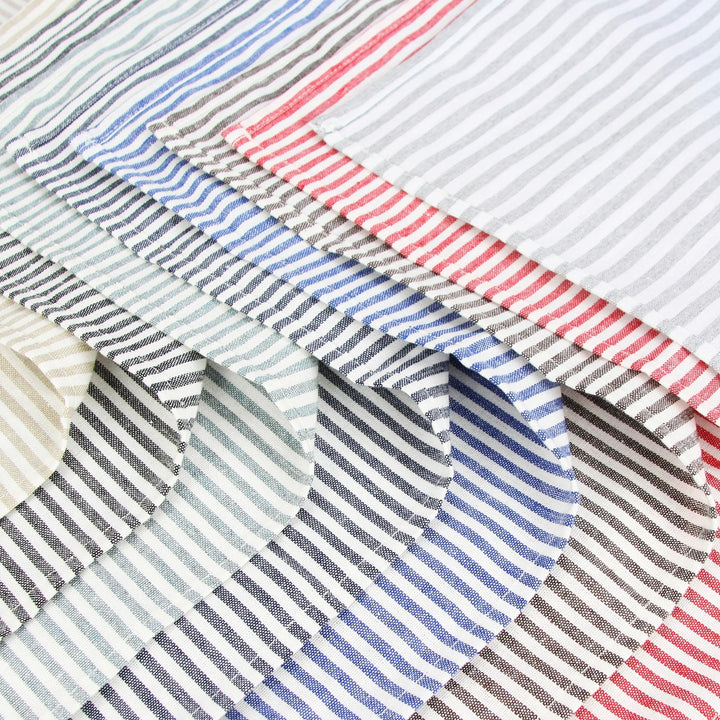 Plain Striped Cotton Linen Blend Table Napkins Set of 12 Cloth Napkins Viskana