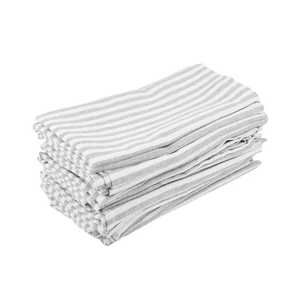 Plain Striped Cotton Linen Blend Table Napkins Set of 12 Cloth Napkins Viskana