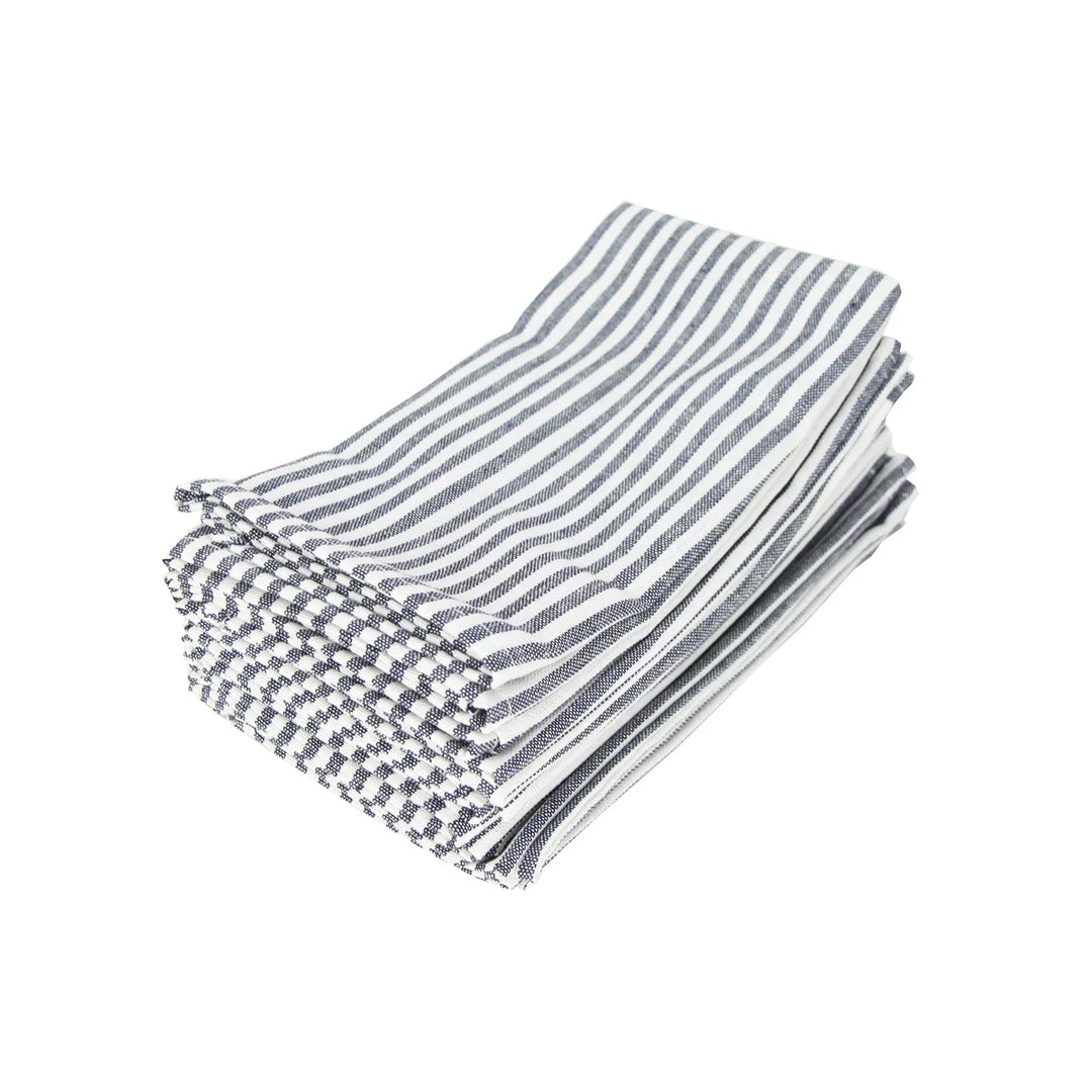 Plain Striped Cotton Linen Blend Table Napkins Set of 12 Cloth Napkins Viskana