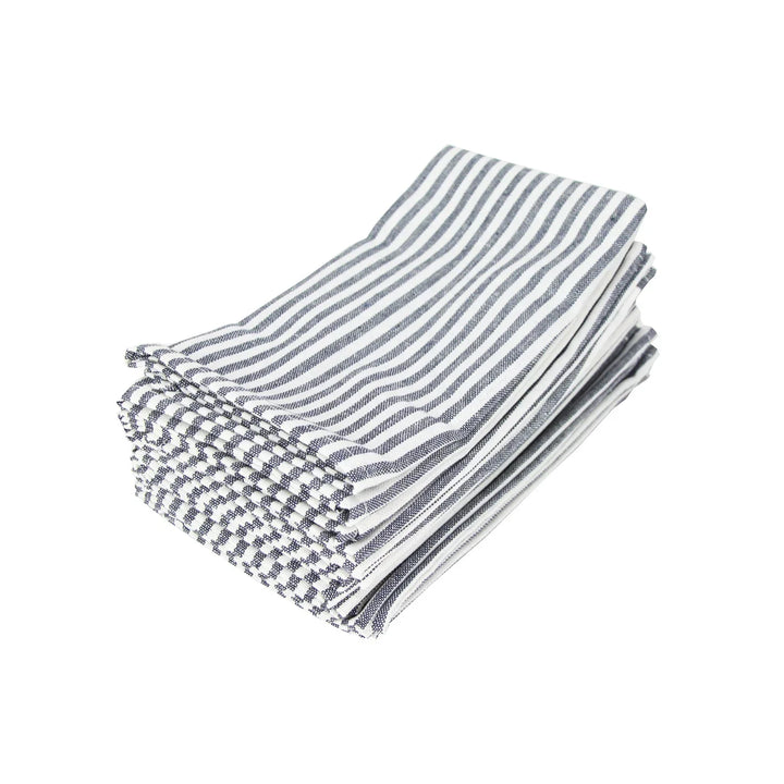 Plain Striped Cotton Linen Blend Table Napkins Set of 12 Cloth Napkins Viskana