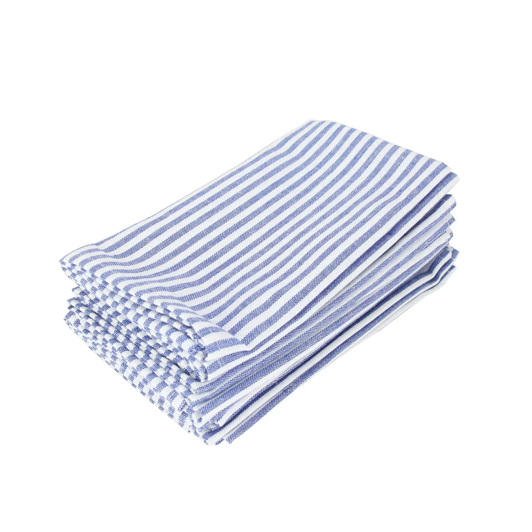 Plain Striped Cotton Linen Blend Table Napkins Set of 12 Cloth Napkins Viskana