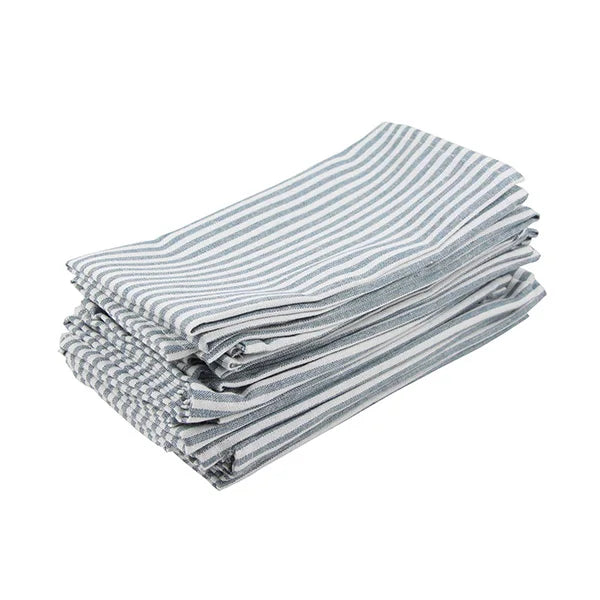 Plain Striped Cotton Linen Blend Table Napkins Set of 12 Cloth Napkins Viskana