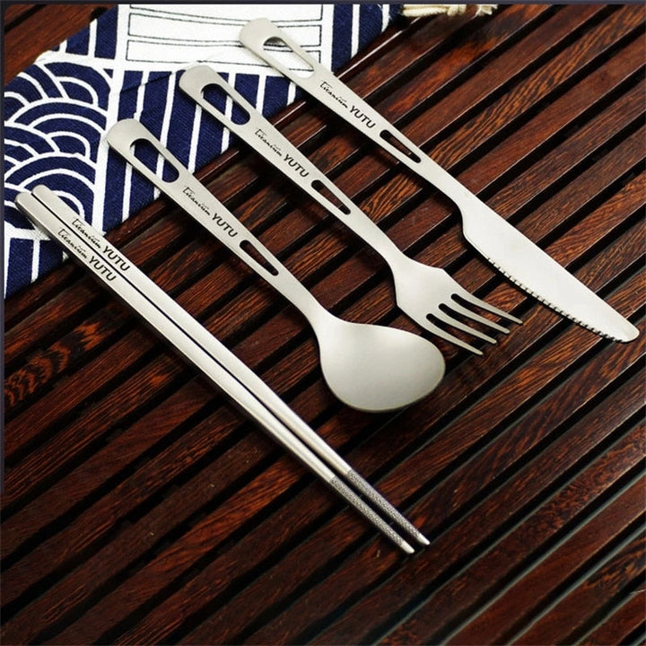 Portable Tableware Set Pure Titanium Frosted Travel Dinnerware Viskana