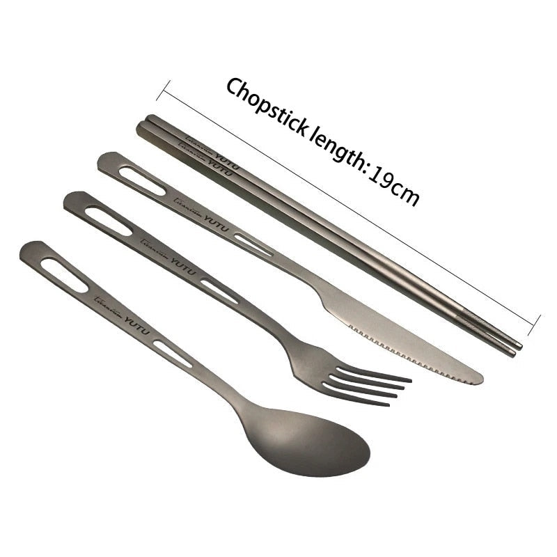Portable Tableware Set Pure Titanium Frosted Travel Dinnerware Viskana