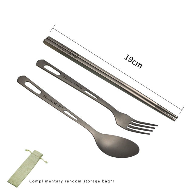 Portable Tableware Set Pure Titanium Frosted Travel Dinnerware Viskana