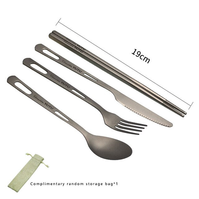 Portable Tableware Set Pure Titanium Frosted Travel Dinnerware Viskana