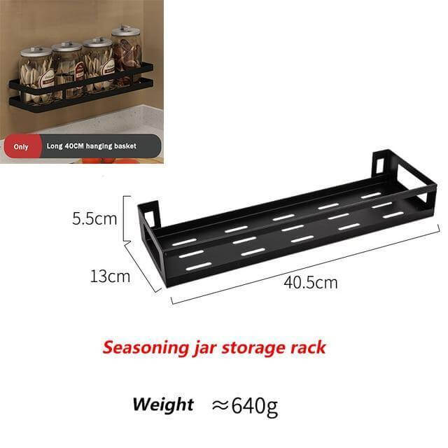 Viskana Mat Black No Drill Metal Kitchen Storage