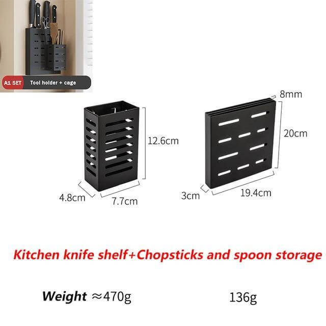 Viskana Mat Black No Drill Metal Kitchen Storage
