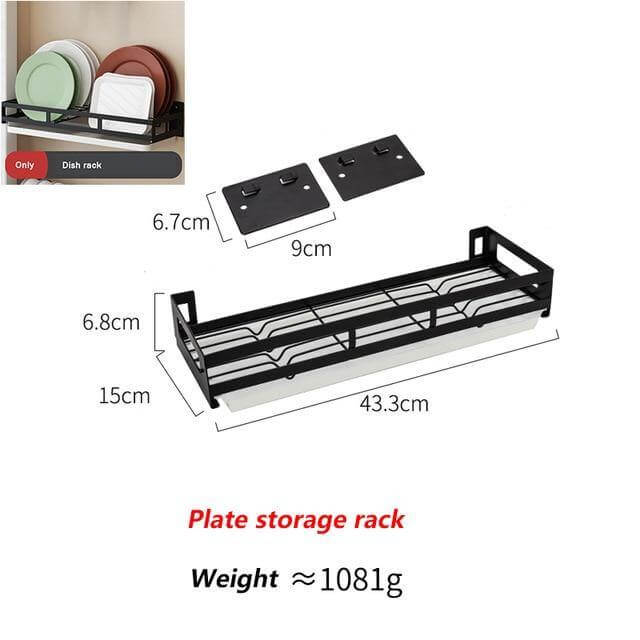 Viskana Mat Black No Drill Metal Kitchen Storage