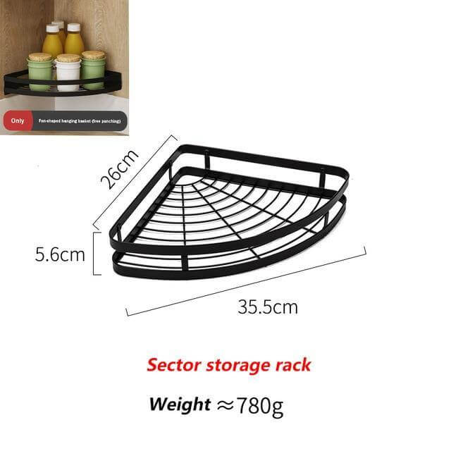 Viskana Mat Black No Drill Metal Kitchen Storage
