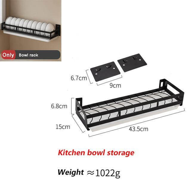 Viskana Mat Black No Drill Metal Kitchen Storage