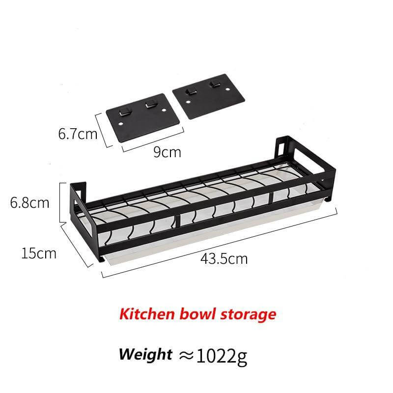 Viskana Mat Black No Drill Metal Kitchen Storage