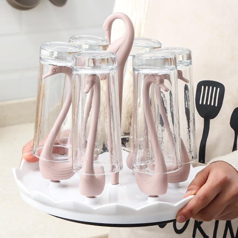 Viskana Glass Cup Swan Automatic Drainer