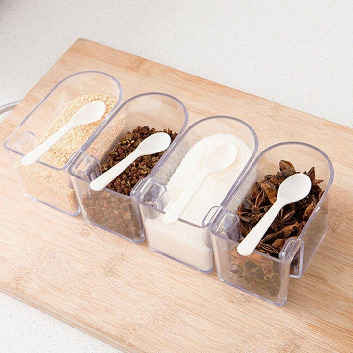 Viskana Layered Wall Mounted Rotating Seasoning Storage Organizer Boxes