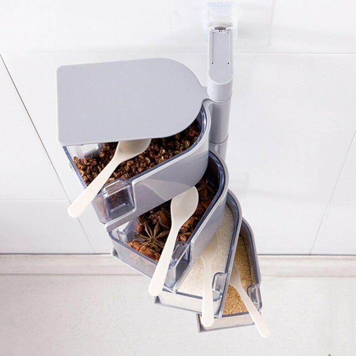Viskana Layered Wall Mounted Rotating Seasoning Storage Organizer Boxes