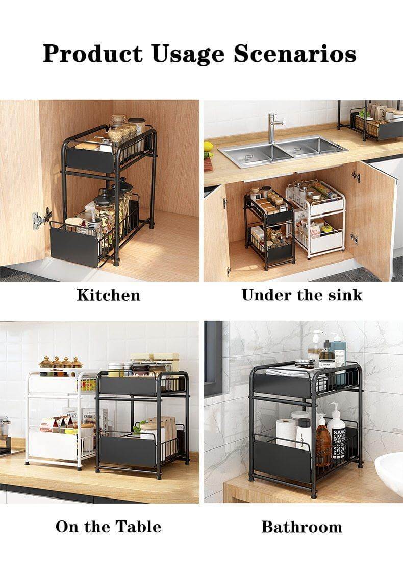 Viskana 2-Tier Organizer with Sliding Kitchen Storage Drawers