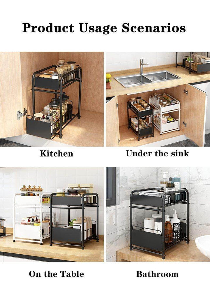 Viskana 2-Tier Organizer with Sliding Kitchen Storage Drawers