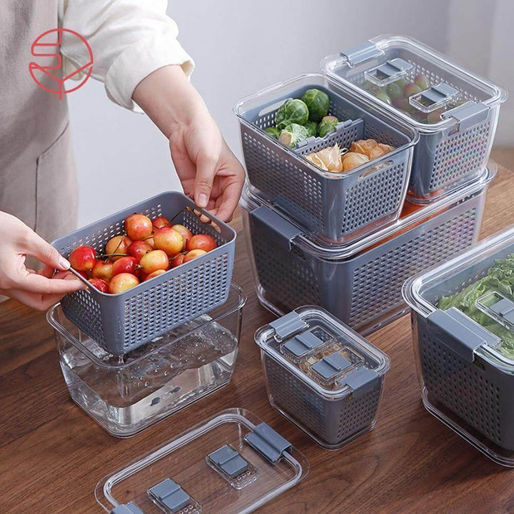 Viskana Multifunctional Vegetable & Fruit Refrigerator Drainage Organizer Box with Lid