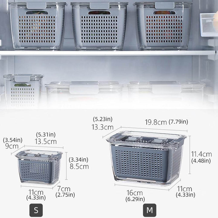 Viskana Multifunctional Vegetable & Fruit Refrigerator Drainage Organizer Box with Lid