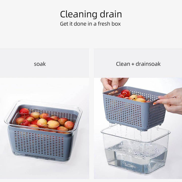 Viskana Multifunctional Vegetable & Fruit Refrigerator Drainage Organizer Box with Lid