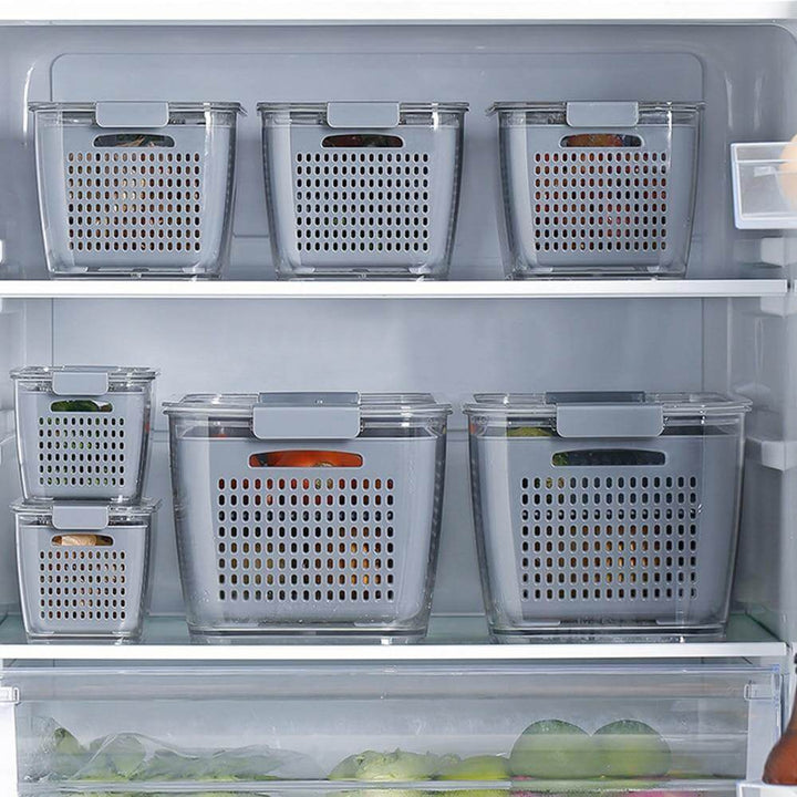 Viskana Multifunctional Vegetable & Fruit Refrigerator Drainage Organizer Box with Lid