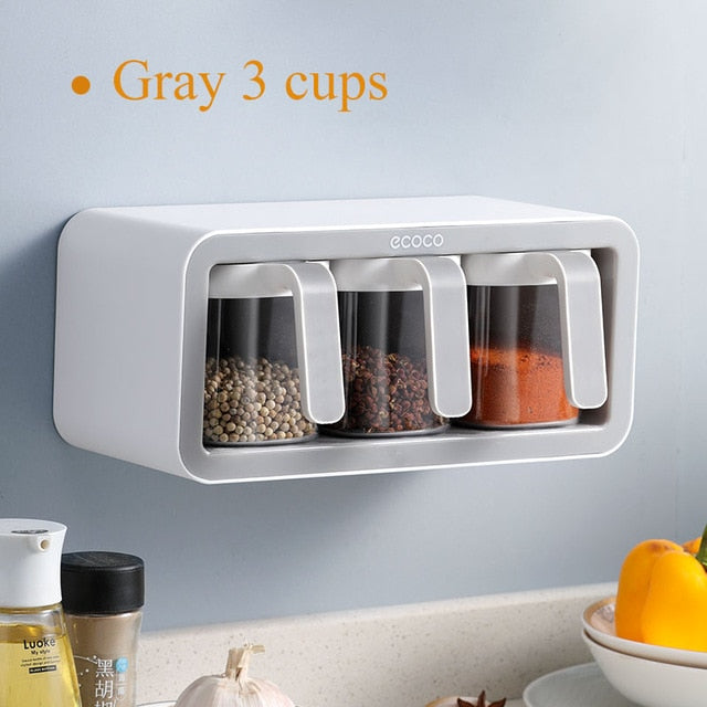 Viskana Wall Mount Multiple Grids Seasoning Organizer