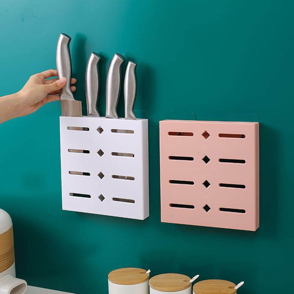 Viskana 2PCS Square Pastel Mavi Wall-Mounted Knife Organizer