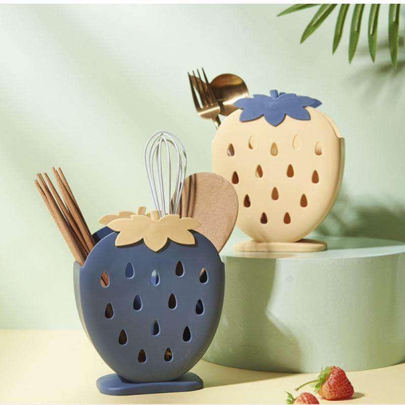 Viskana 2PCS Cute Strawberry Cutlery Organizer Box