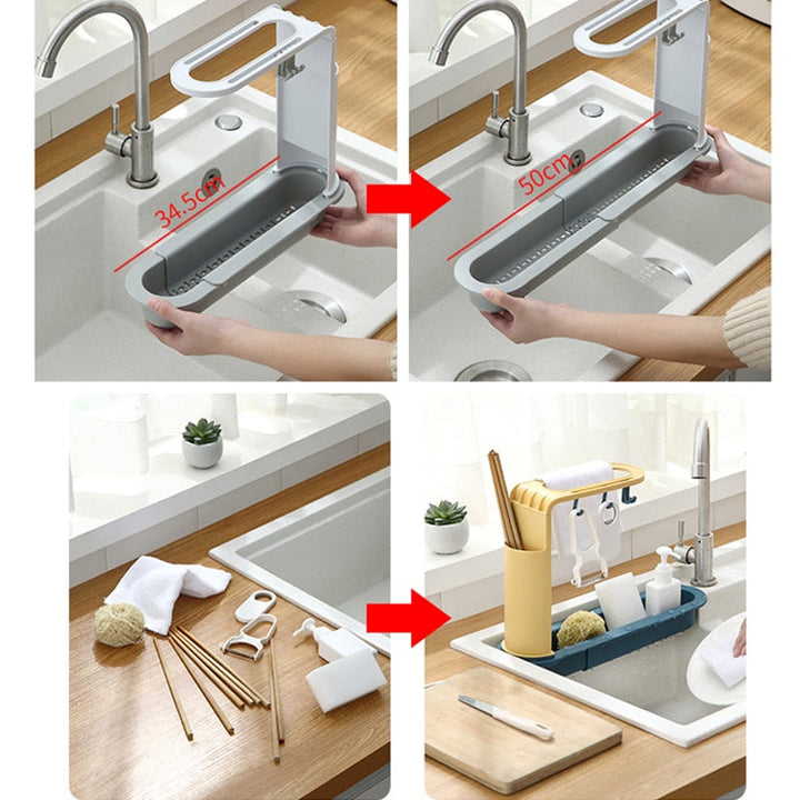 Viskana Adjustable Shelf Drain Rack Kitchen Organizer