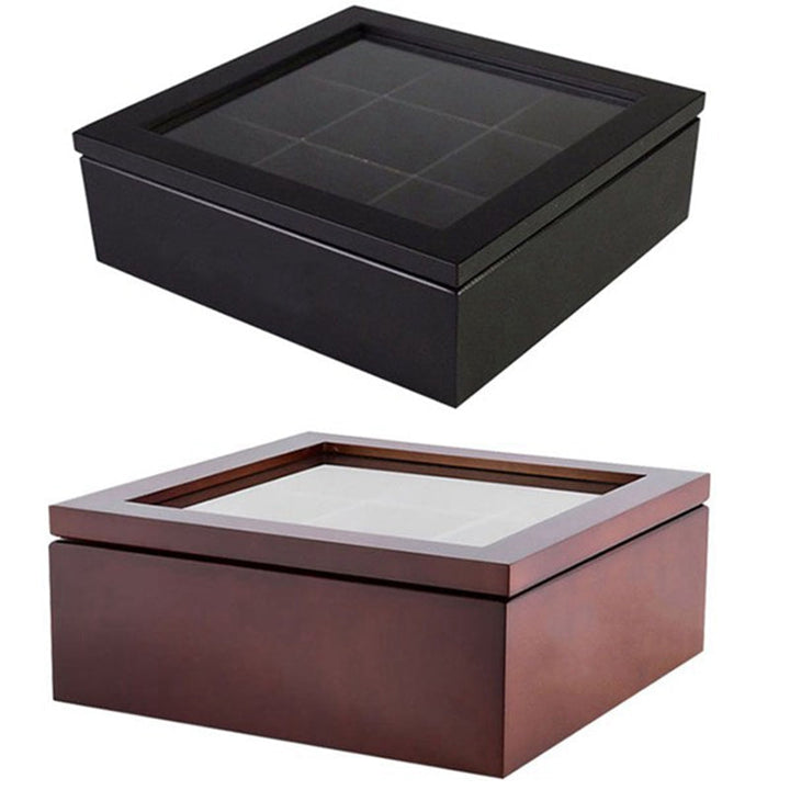 Viskana Large Grid Caddy Wood Tea Storage Box