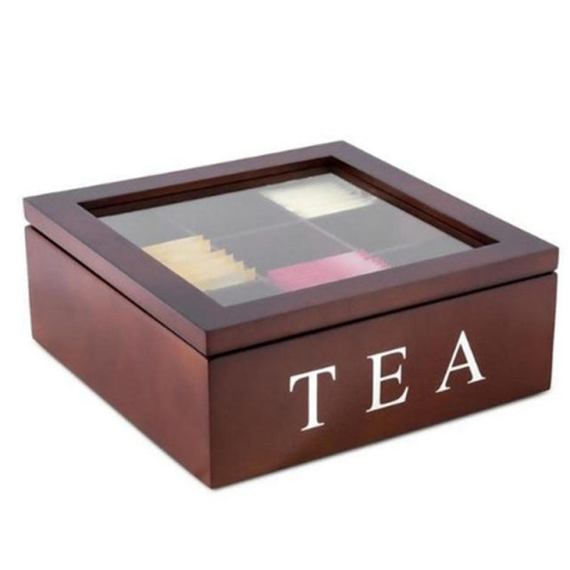 Viskana Large Grid Caddy Wood Tea Storage Box