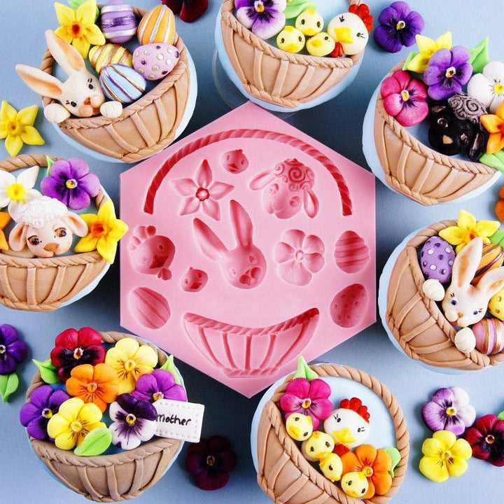 Silicone Easter Molds -  Egg Rabbit Flower Viskana