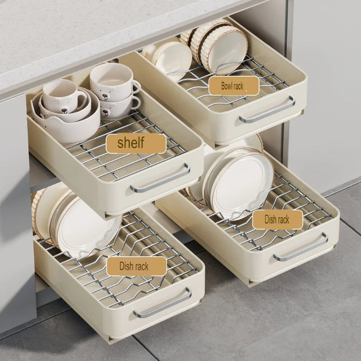 Pull-Out Dish Rack Sliding Drawer Drying Rack and Cabinet Organizer Viskana
