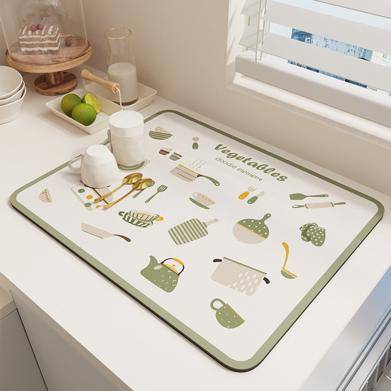 Quick Drying Kitchen Absorbent Drained Placemat Drying Mat for Table Viskana