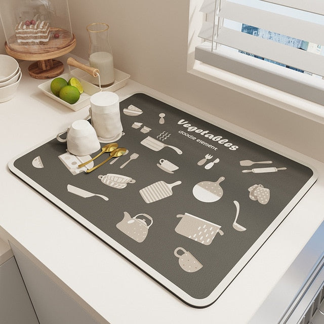 Quick Drying Kitchen Absorbent Drained Placemat Drying Mat for Table Viskana