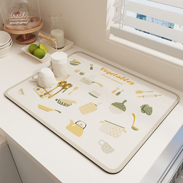 Quick Drying Kitchen Absorbent Drained Placemat Drying Mat for Table Viskana