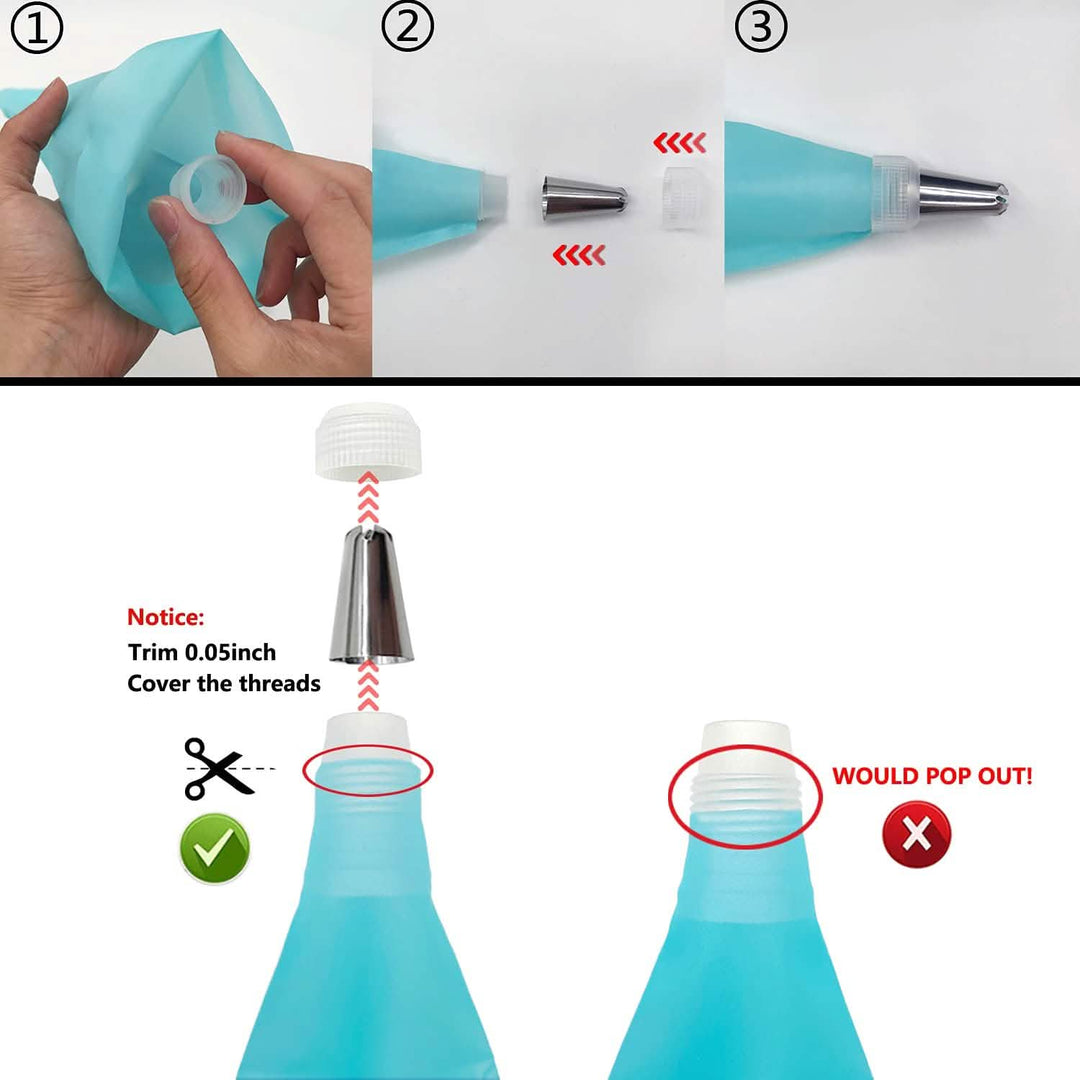Viskana Reusable Cake Piping Bags and Nozzles Set