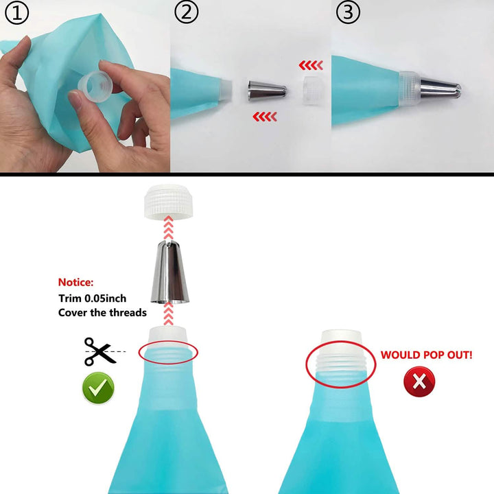 Viskana Reusable Cake Piping Bags and Nozzles Set