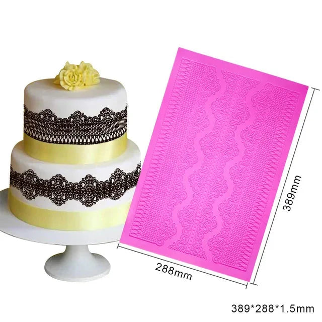 Rose Flower Lace Mold Cake Border Decoration Fondant Baking Decorating Viskana