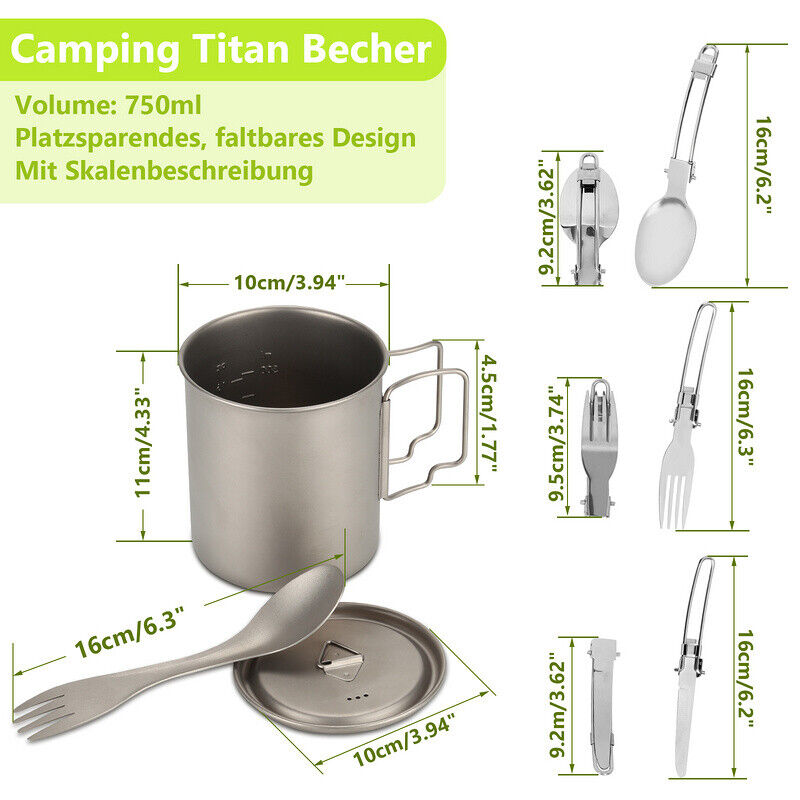 Titan Cup Set with Cutlery Forks & Spoons Camping Cups Viskana