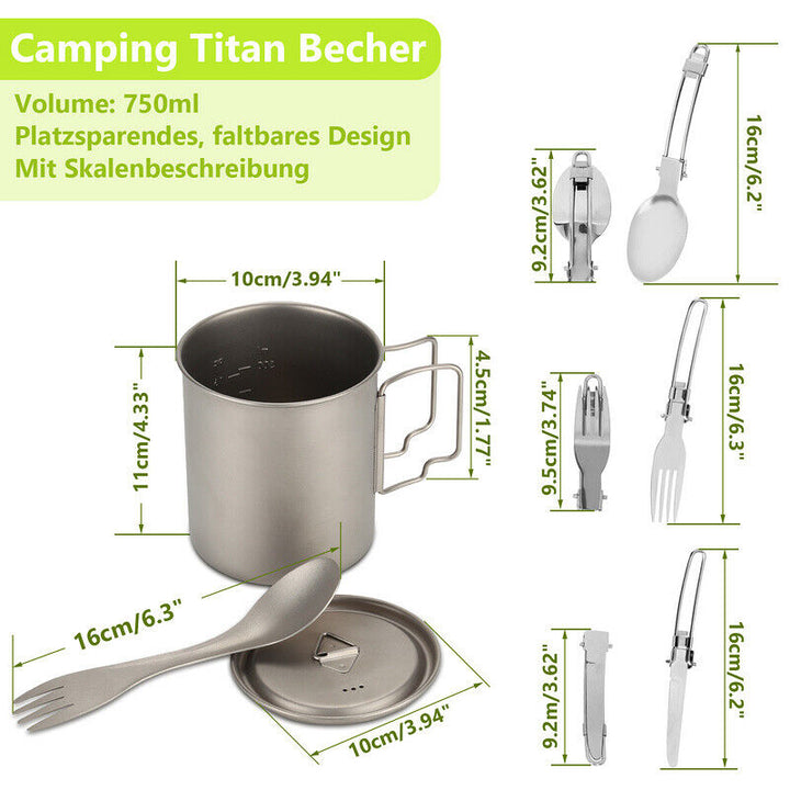 Titan Cup Set with Cutlery Forks & Spoons Camping Cups Viskana