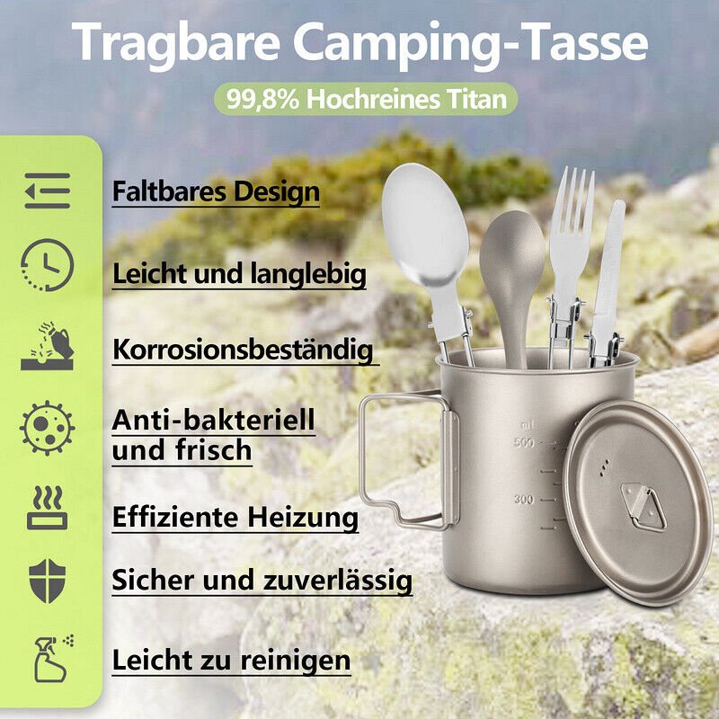 Titan Cup Set with Cutlery Forks & Spoons Camping Cups Viskana