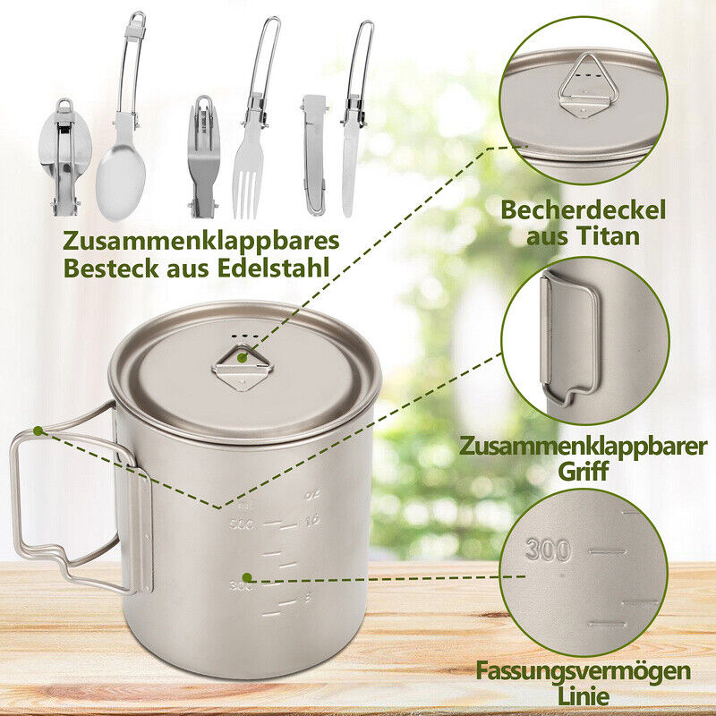 Titan Cup Set with Cutlery Forks & Spoons Camping Cups Viskana