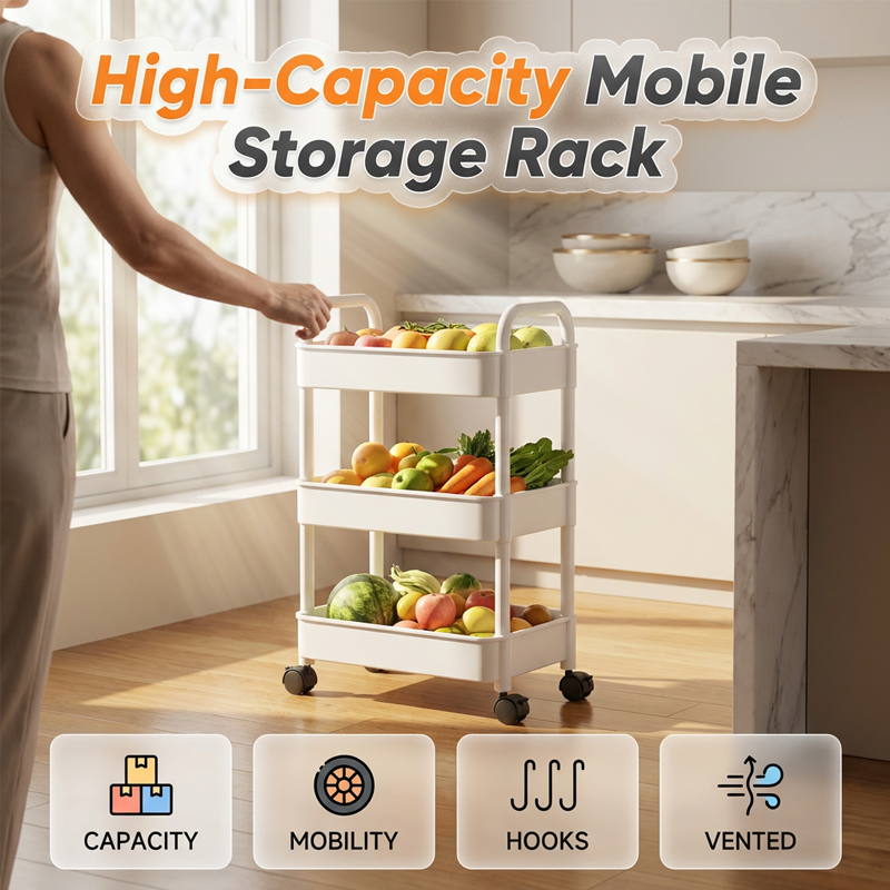 Mobile Kitchen Shelf Organizer with Wheels Viskana